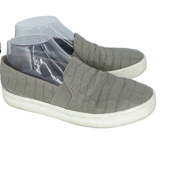 Vince Gray Sneak Skin Croc Slip On Loafers Shoes Women Size 7.5 - Picture 1 of 8